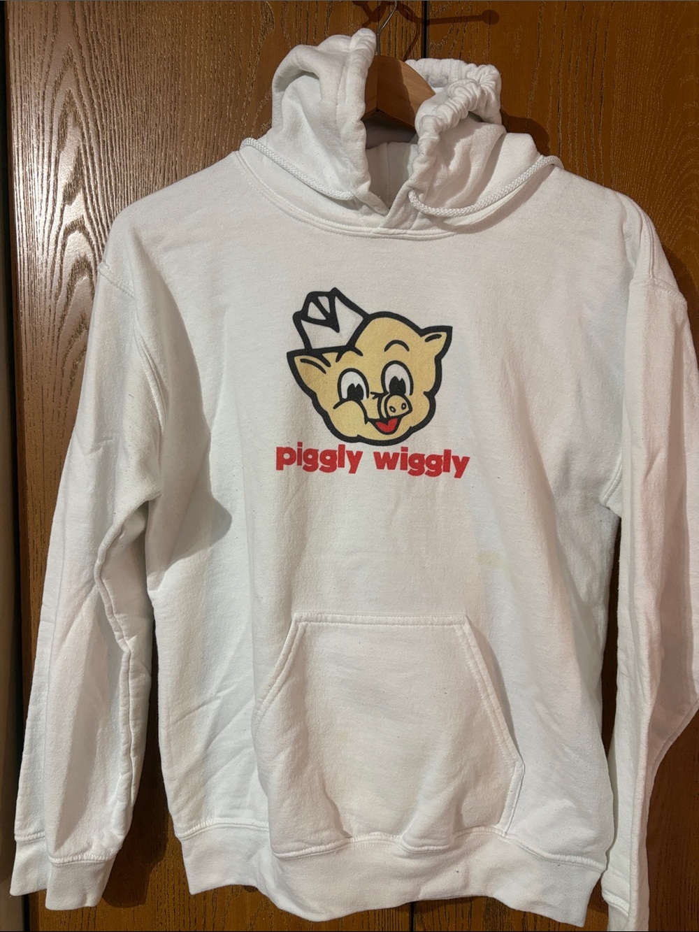 Piggly Wiggly White Logo Hoodie - with stains